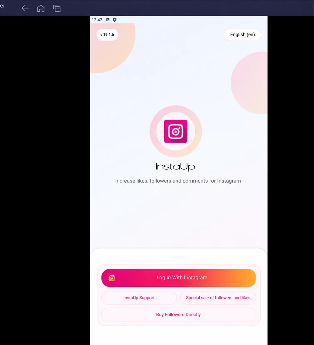 InstaUp for PC 4 InstaUp v19.1.6 running in BlueStacks 5 on Windows